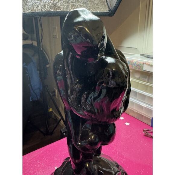 1960s Vintage Mid Century Modern “The Lovers” Ceramic Statue In Black LARGE 16in - Picture 4 of 16